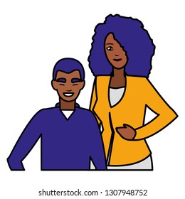 young couple black avatars characters