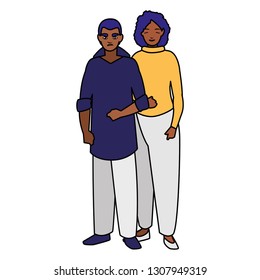 young couple black avatars characters