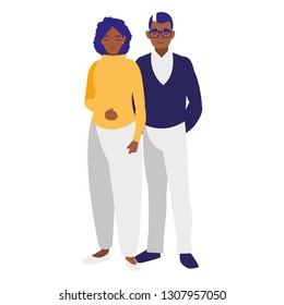 young couple black avatars characters
