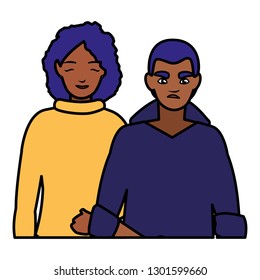 young couple black characters