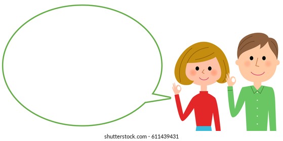 Young couple with blank text bubble,Balloon
