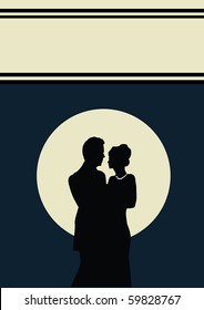 a young couple with a  blue background