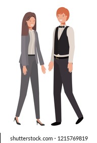 young couple of business avatar character