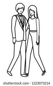 young couple of business avatar character