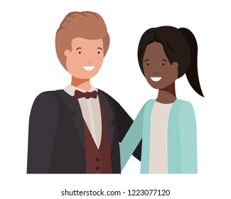 young couple of business avatar character