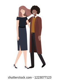 young couple of business avatar character