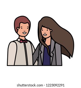 young couple of business avatar character