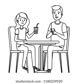 young couple in the cafeteria