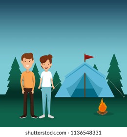 young couple in the camping zone