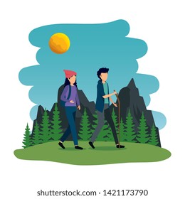 young couple in the camping zone