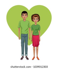 Young couple cartoon