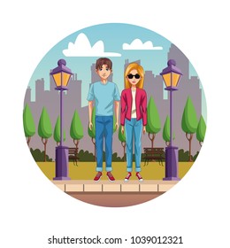 Young couple cartoon