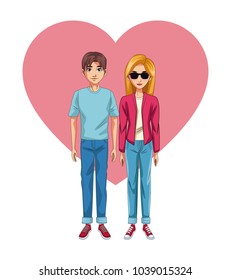 Young couple cartoon