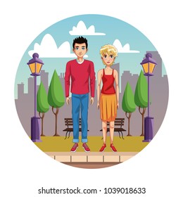 Young couple cartoon