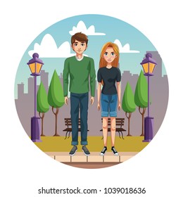 Young couple cartoon