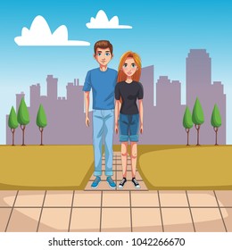 Young couple cartoon