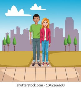 Young couple cartoon