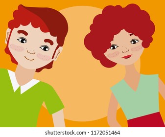 Young couple cartoon