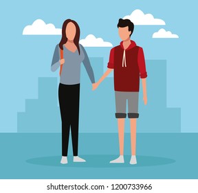 Young couple cartoon