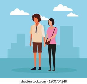 Young couple cartoon