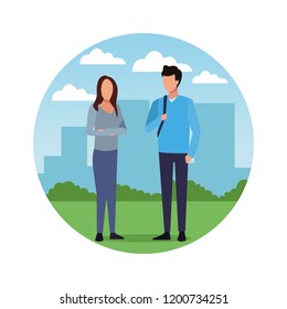 Young couple cartoon