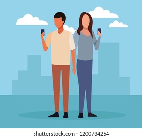 Young couple cartoon