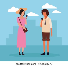 Young couple cartoon