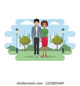 young couple cartoon