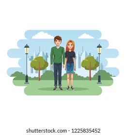 young couple cartoon