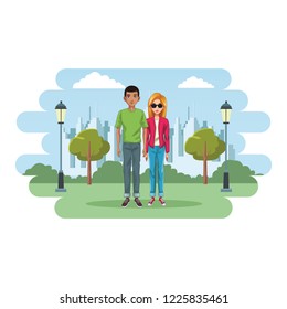 young couple cartoon