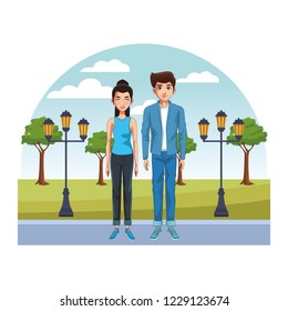 young couple cartoon