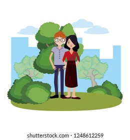 Young couple cartoon