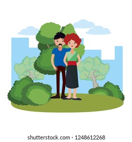 Young couple cartoon