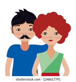 Young couple cartoon