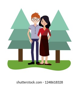 Young couple cartoon