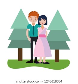 Young couple cartoon