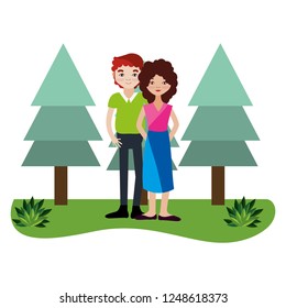 Young couple cartoon