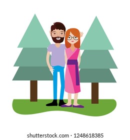 Young couple cartoon