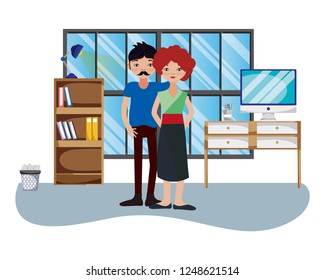 Young couple cartoon