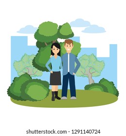 Young couple cartoon