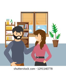 Young couple cartoon