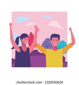young couple cartoon