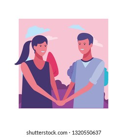 young couple cartoon