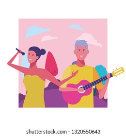 young couple cartoon