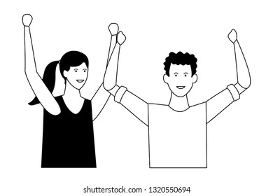 young couple cartoon