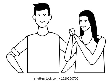 young couple cartoon