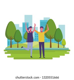 young couple cartoon