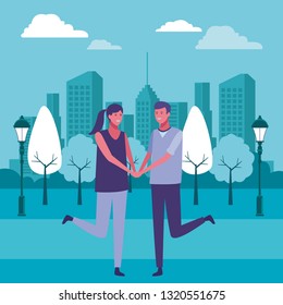 young couple cartoon