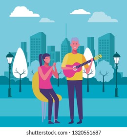 young couple cartoon