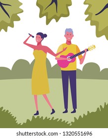 young couple cartoon